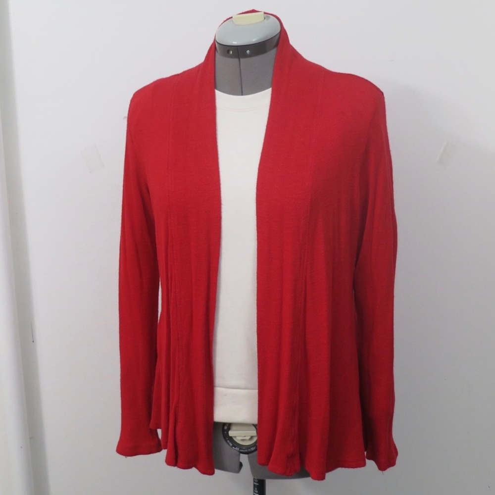 Bobeau Super Soft Stretch Royal Red Lagenlook Cardigan Size Small